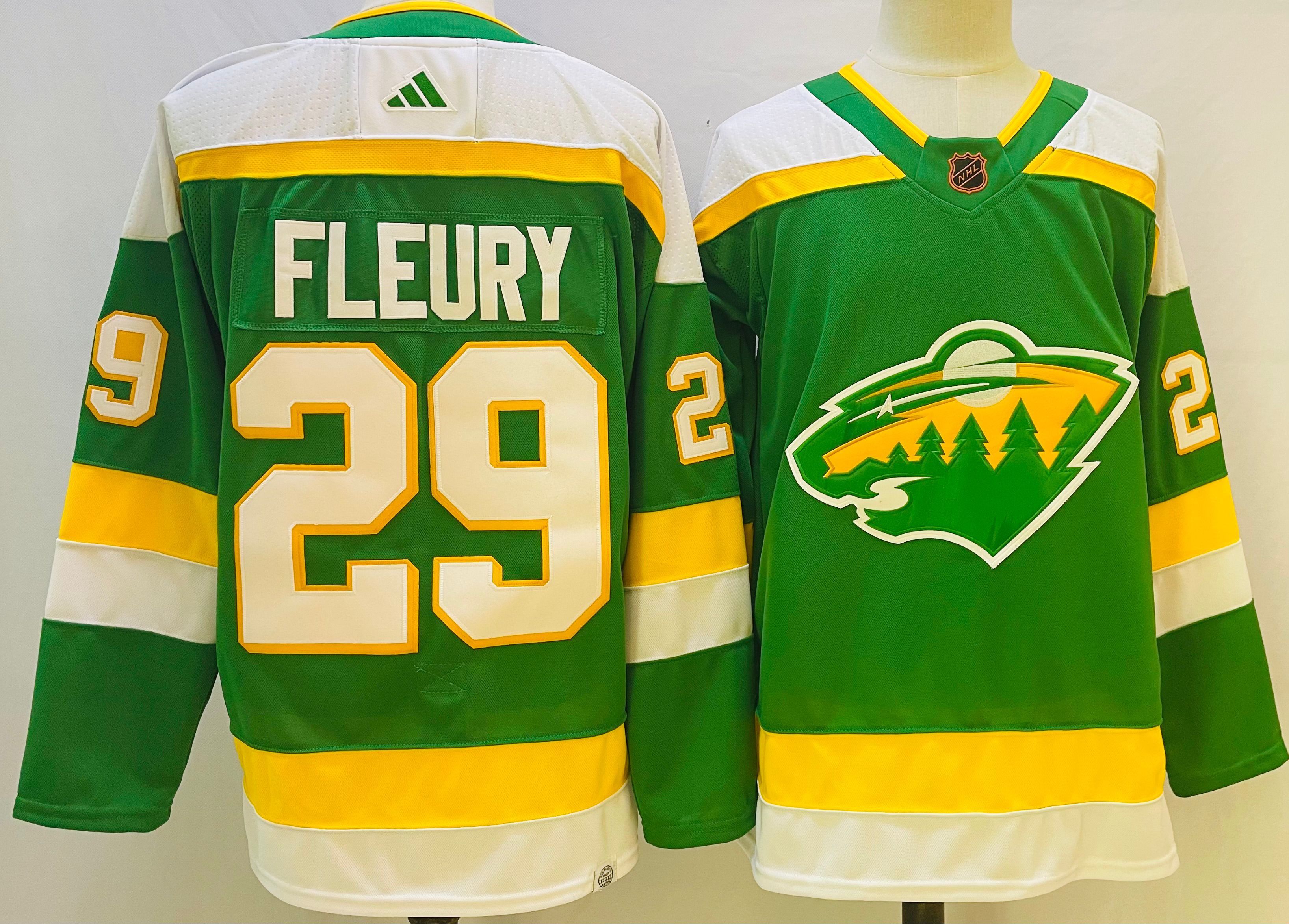 Men Minnesota Wild #29 Fleury Green Throwback 2022 Adidas NHL Jersey->minnesota wild->NHL Jersey
